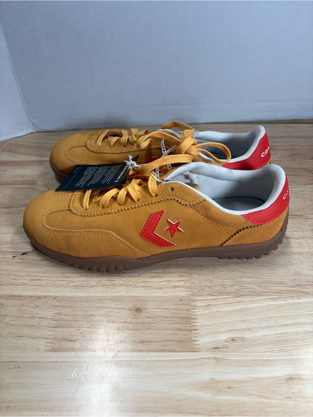 Converse Unisex Mustard Yellow Suede Sneakers with Red Accents